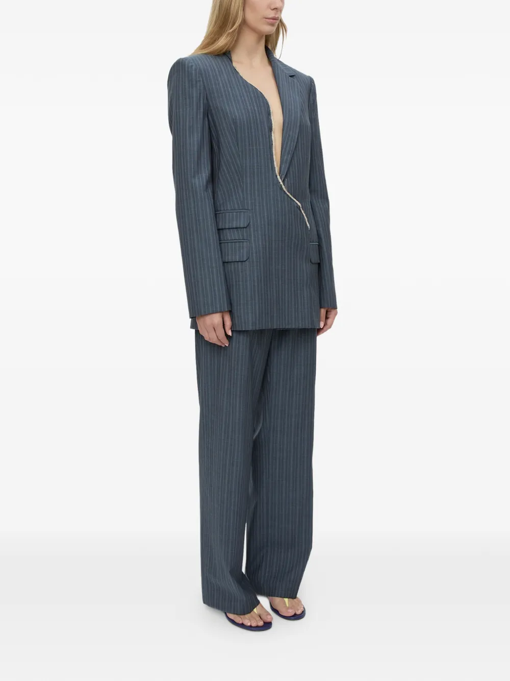Christopher Esber Redux broek met krijtstreep Blauw