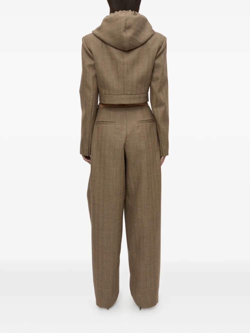 Christopher Esber Plinth Herringbone Hooded Jacket in Brown, view 4