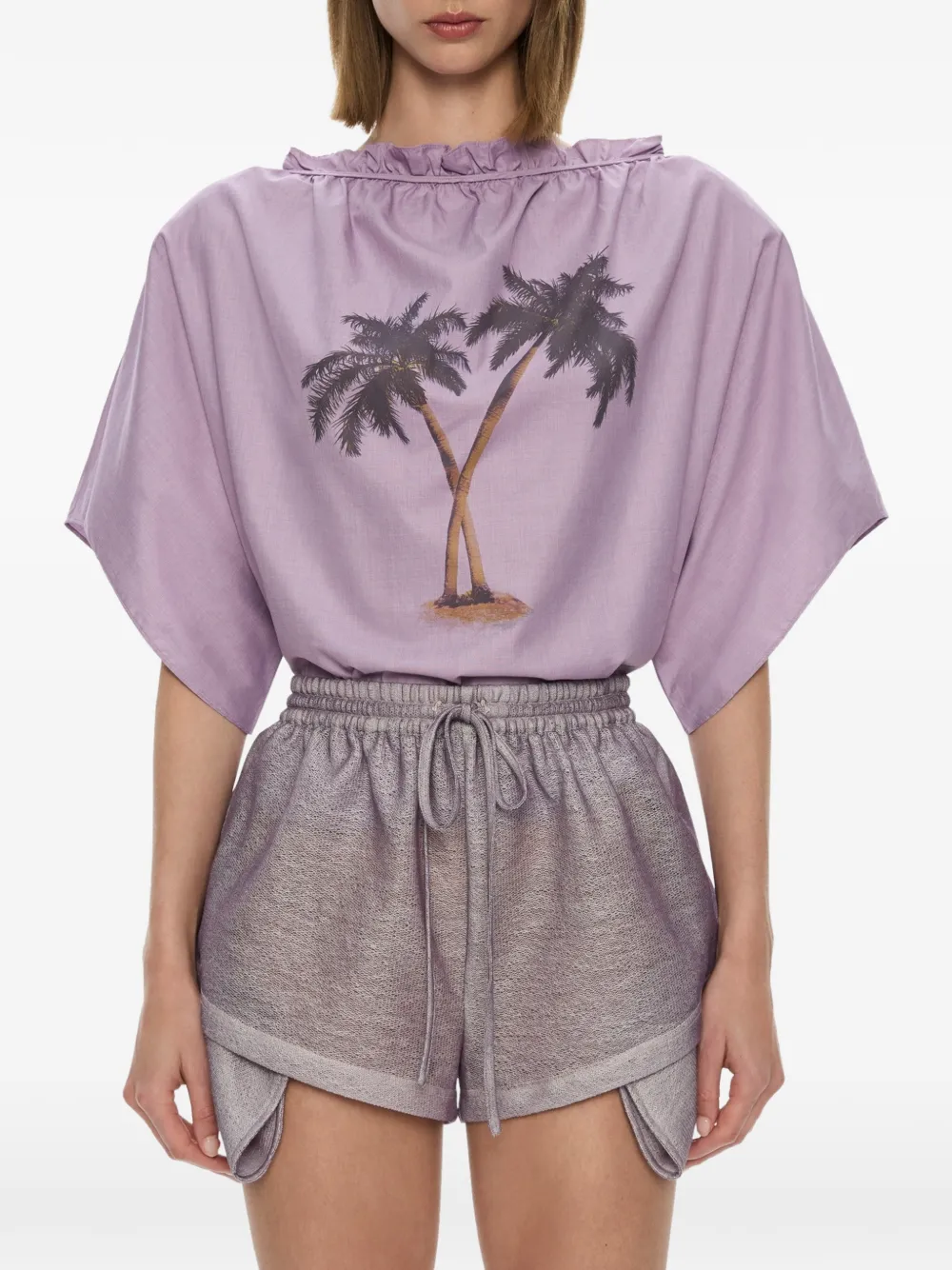 Christopher Esber Top Mirage Palm con ruches - Viola
