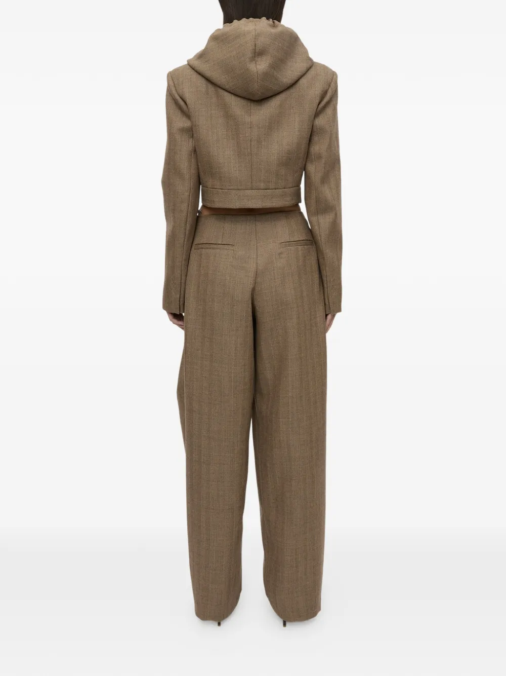 Christopher Esber Plinth broek met visgraatpatroon Beige