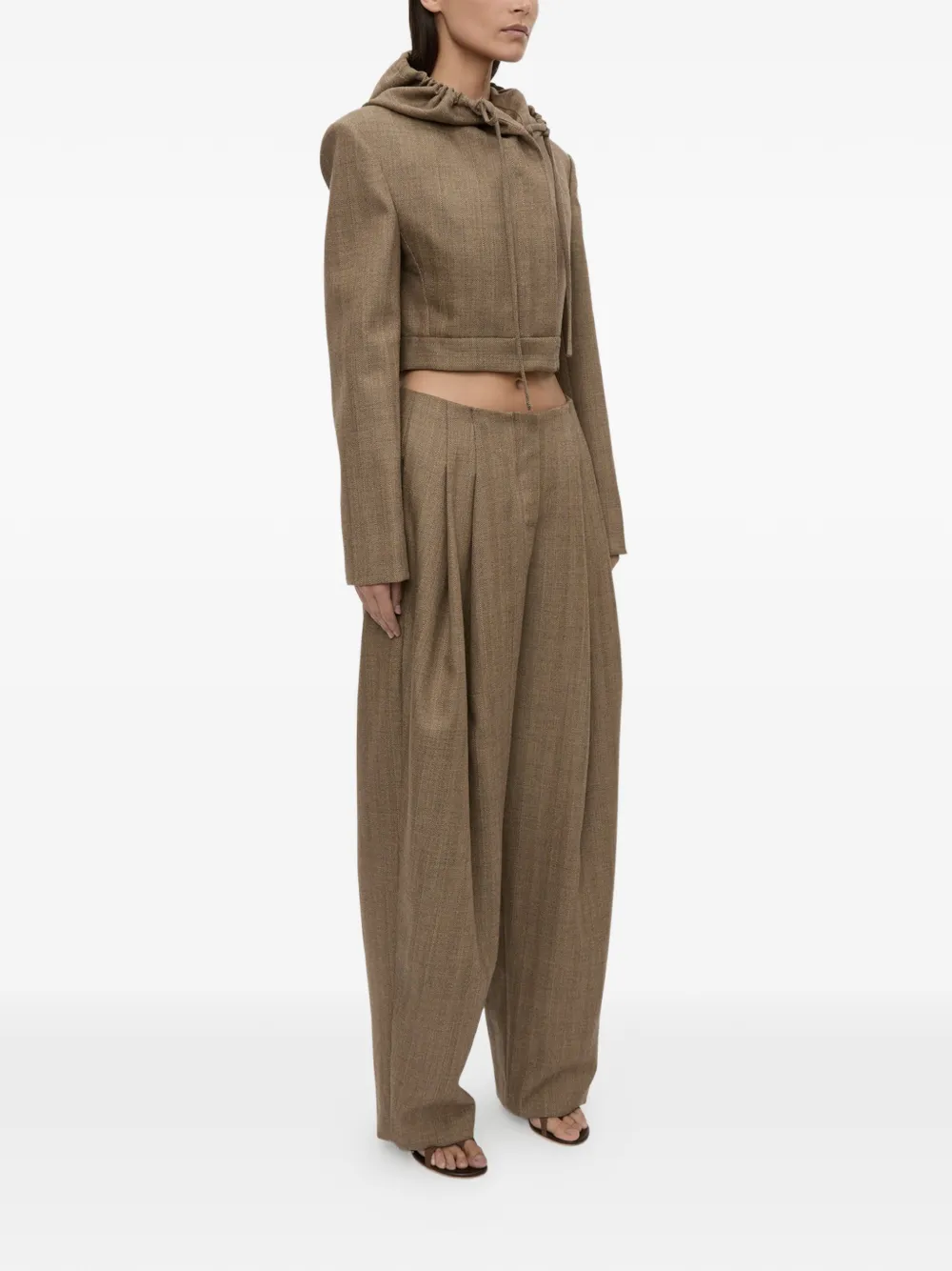 Christopher Esber Plinth broek met visgraatpatroon Beige