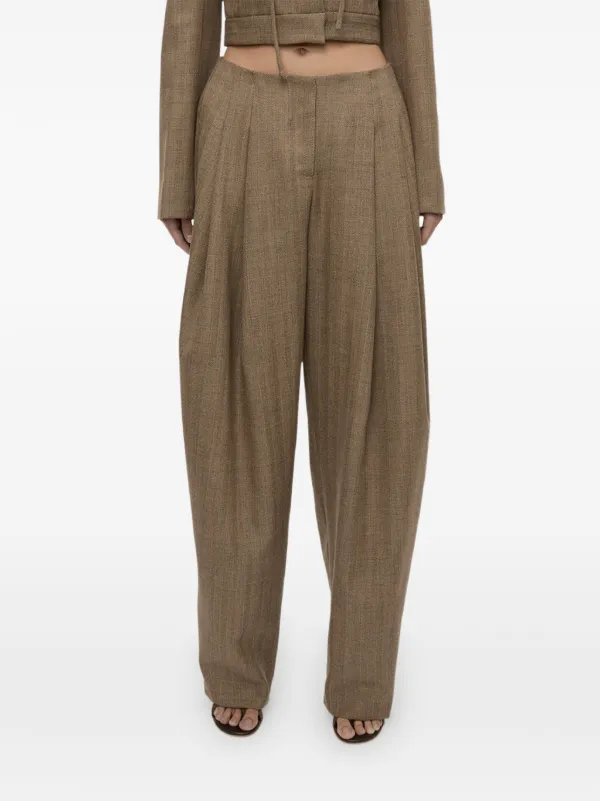 Christopher Esber Plinth Herringbone Trousers in Neutrals