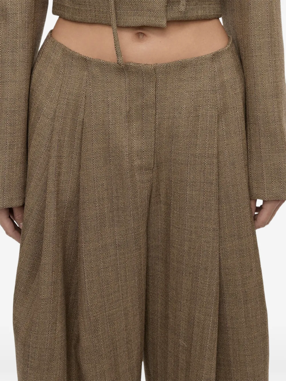 Christopher Esber Plinth broek met visgraatpatroon Beige