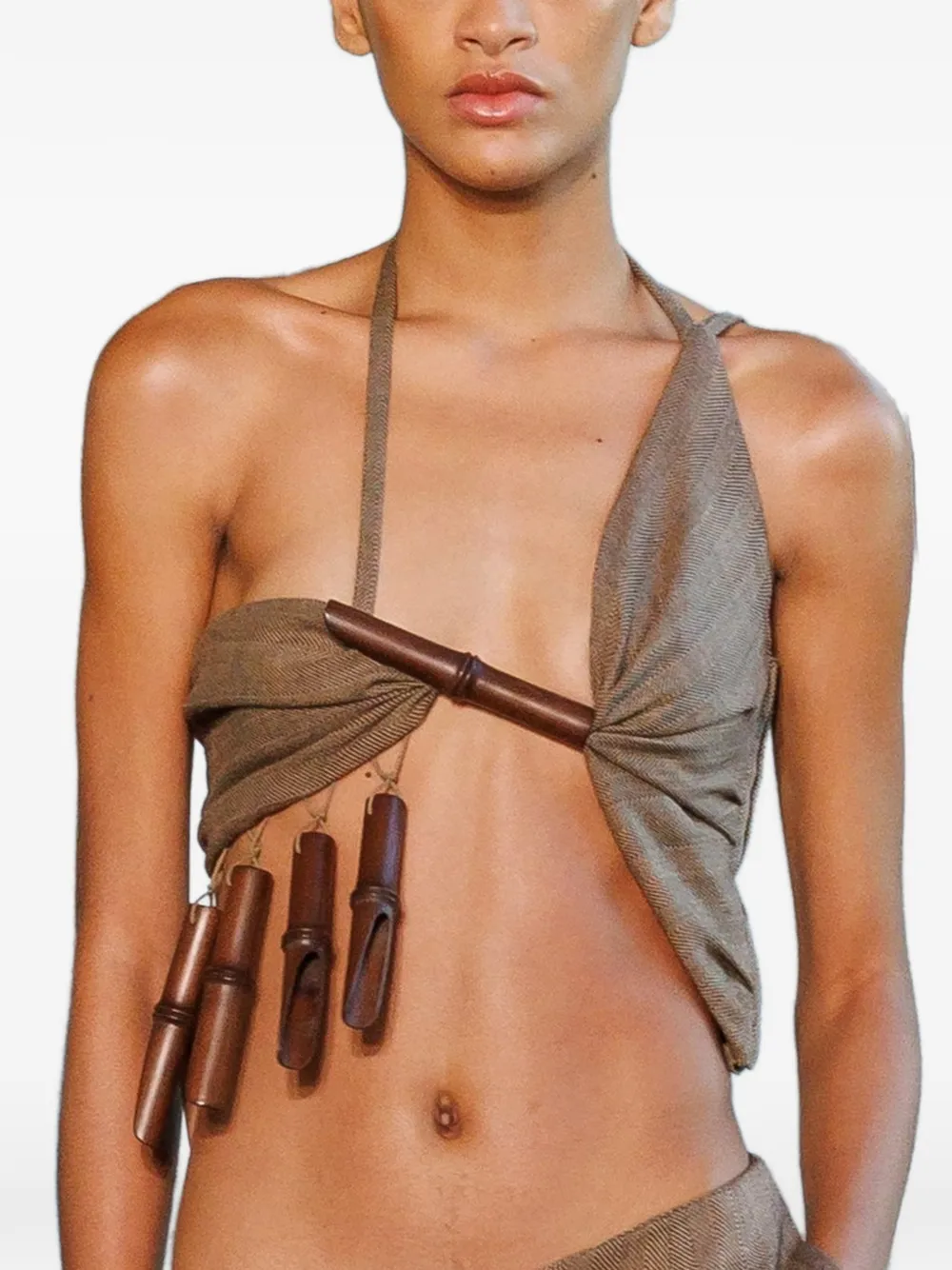 Christopher Esber Chime herringbone top - Marron
