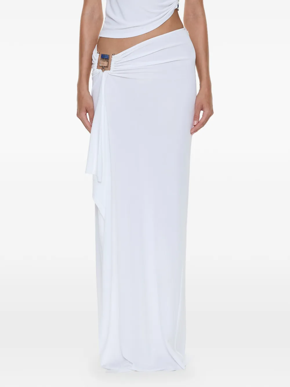 Christopher Esber quartz buckle cascade maxi skirt - Bianco