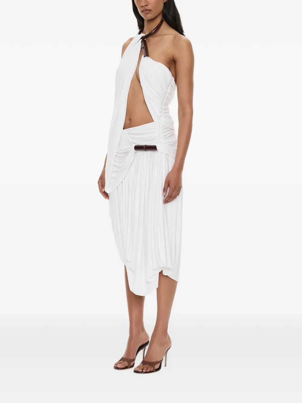 Christopher Esber Chime Necklace gedrapeerde midi-jurk Wit