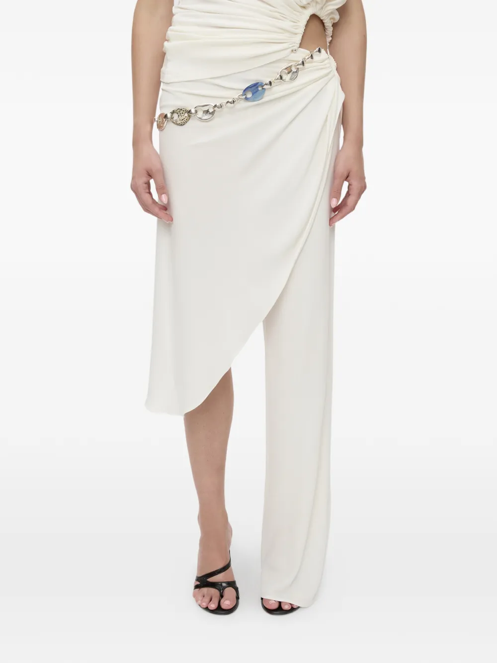 Christopher Esber Crystal Cable-chain Draped Trousers In White