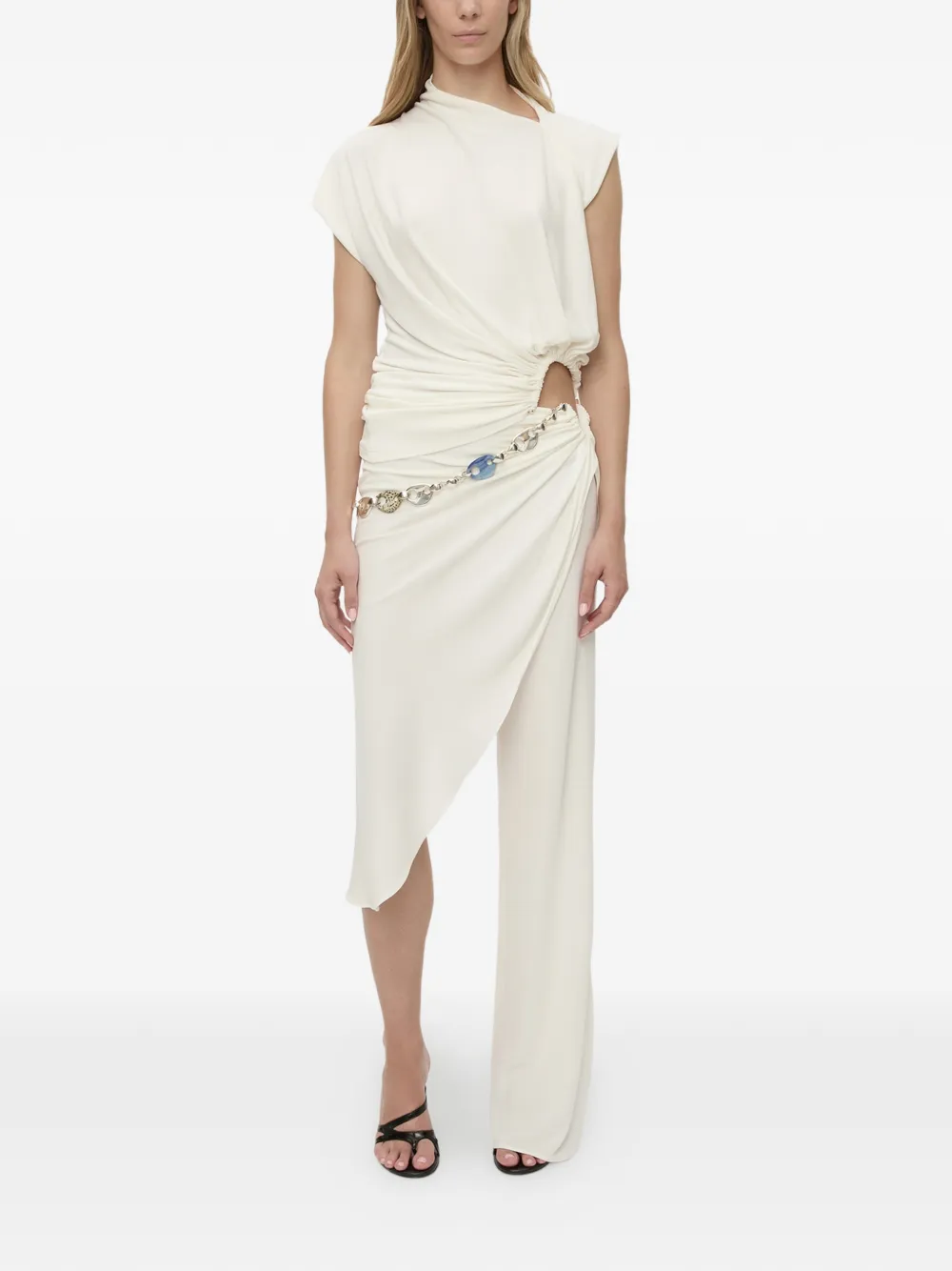 Christopher Esber Gedrapeerde broek met kristallen ketting Beige