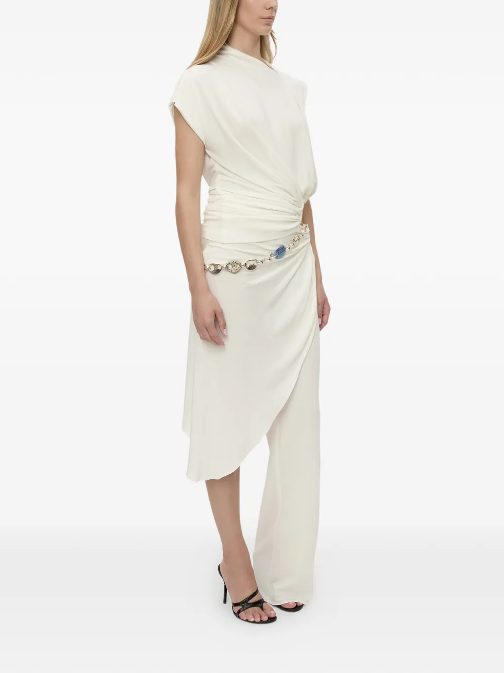 Christopher Esber Gedrapeerde broek met kristallen ketting Beige