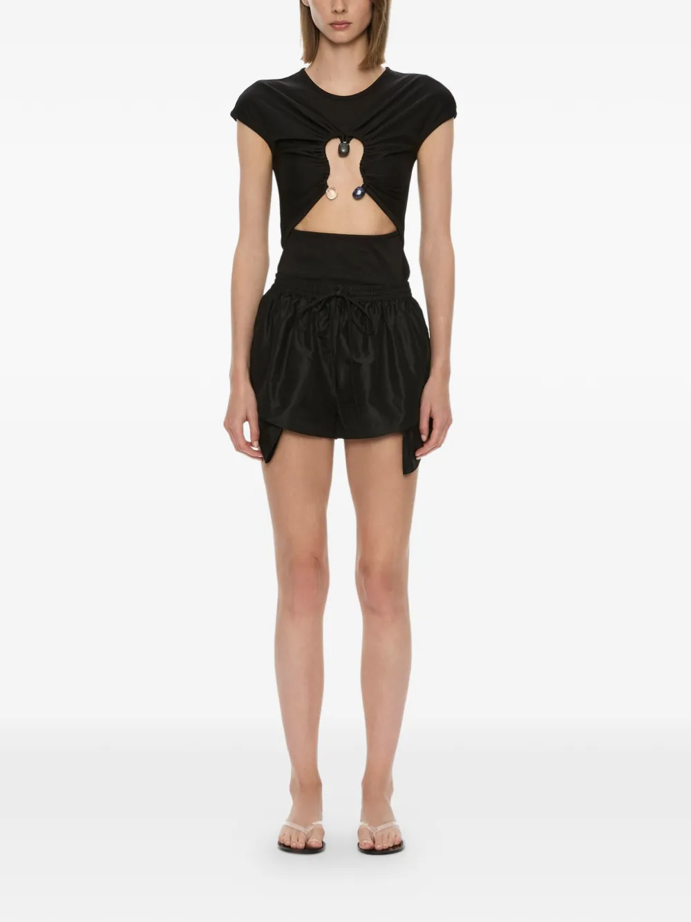Christopher Esber Hiero T-shirt met kristallen cape Zwart