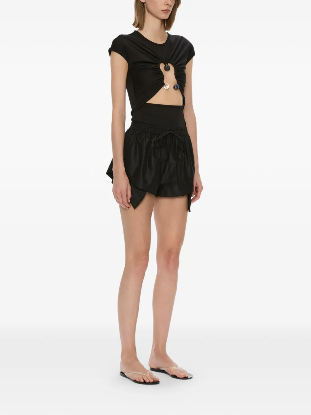 Christopher Esber Hiero T-shirt met kristallen cape Zwart