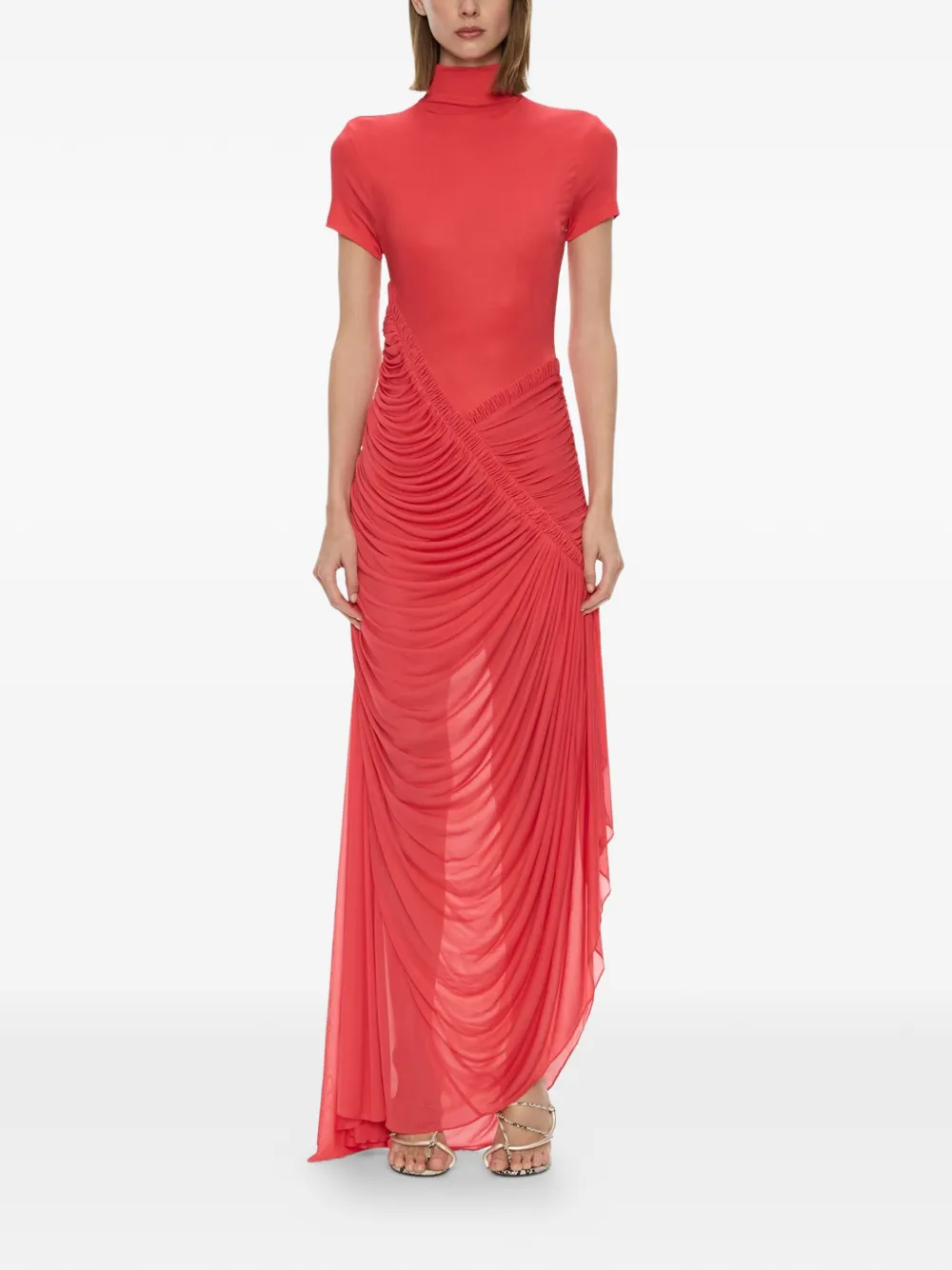 Christopher Esber Fusion Ripple gedrapeerde maxi-jurk Rood