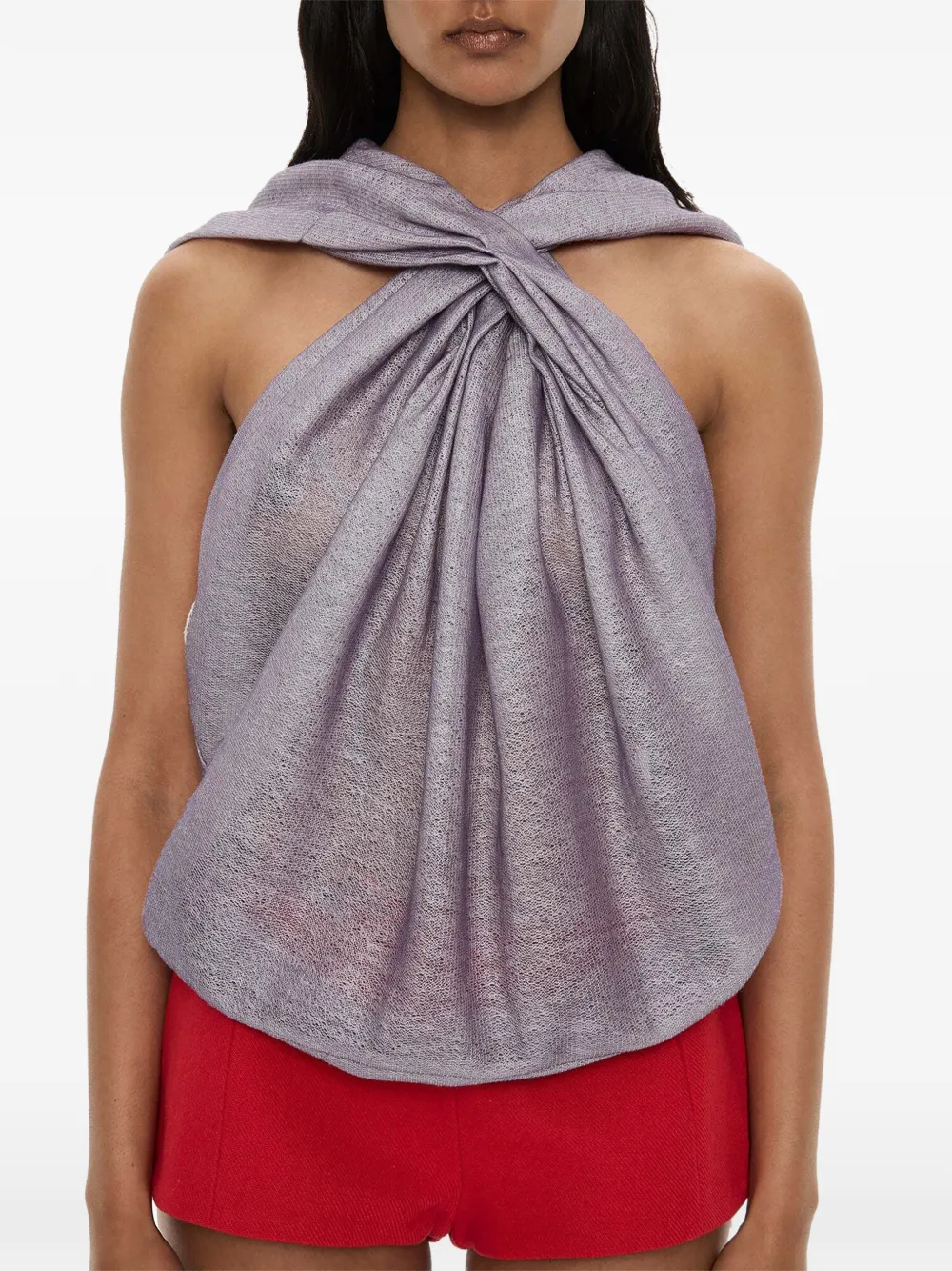Christopher Esber Top met capuchon en gedraaid detail Paars