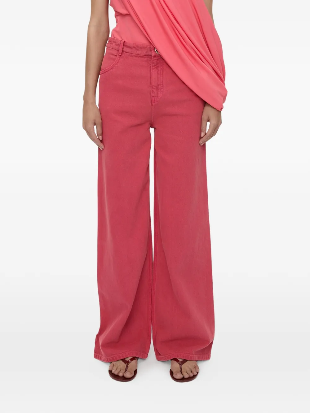 Christopher Esber front-botton wide-leg jeans - Rosso