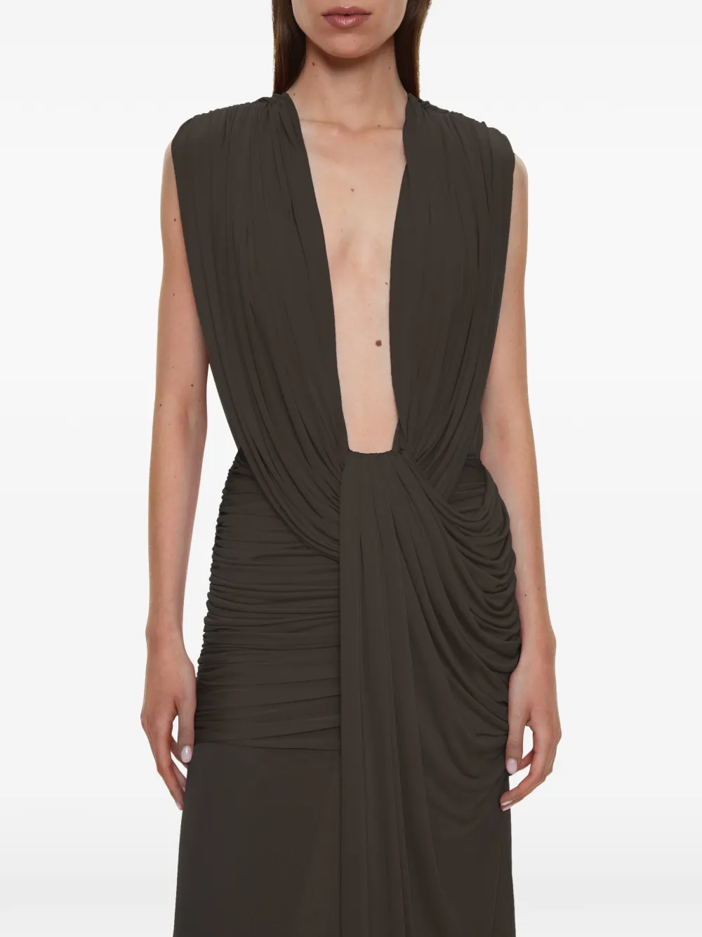 Christopher Esber draped maxi dress - Marrone