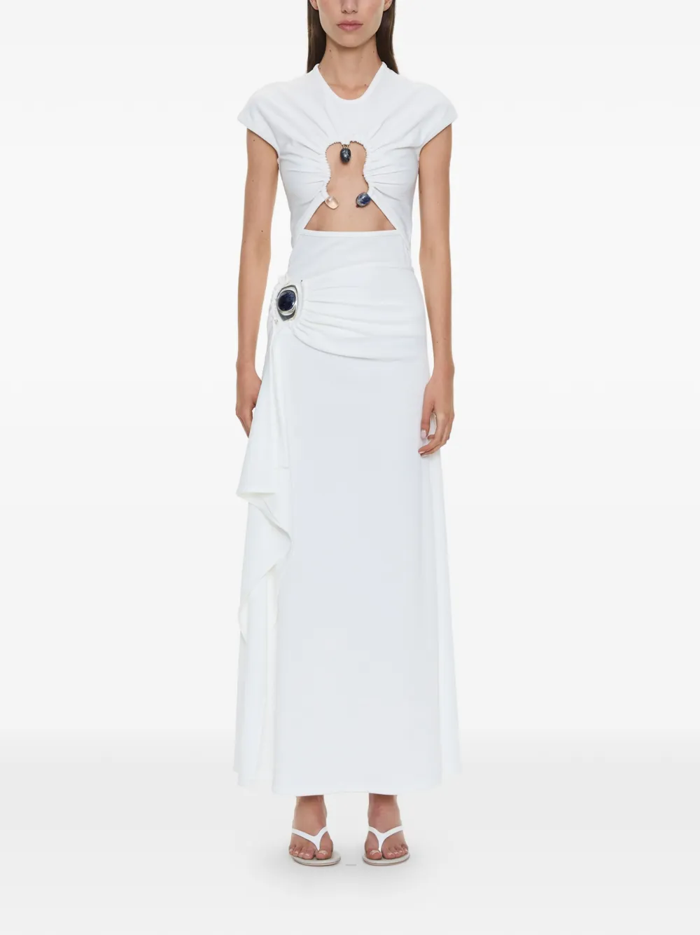 Christopher Esber Hiero T-shirt met uitgesneden details en kristallen Wit