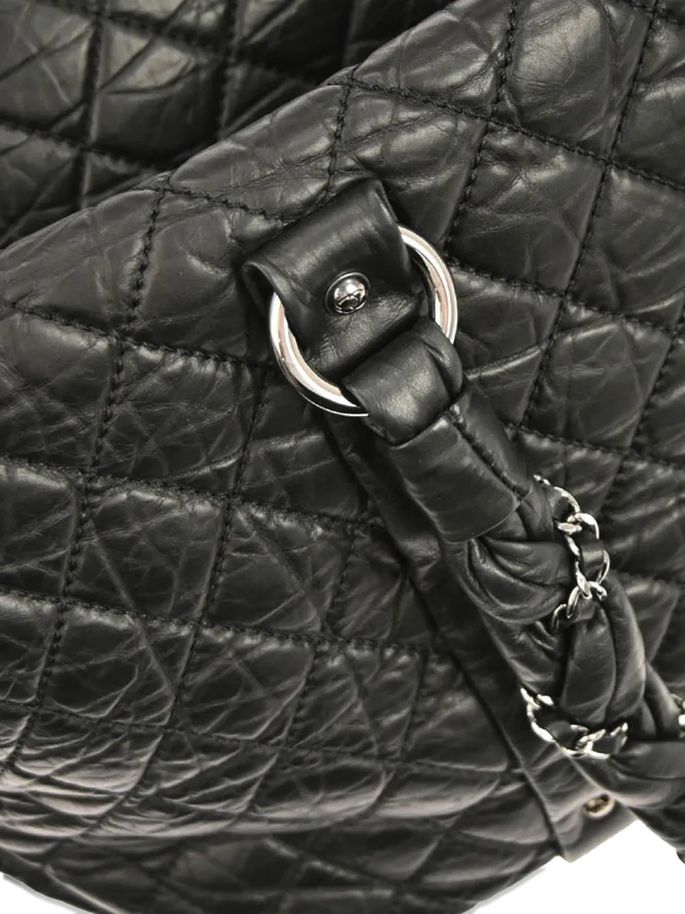 Chanel Pre-owned 2005-2006 Braided Leather Tote Bag in Black, view 4