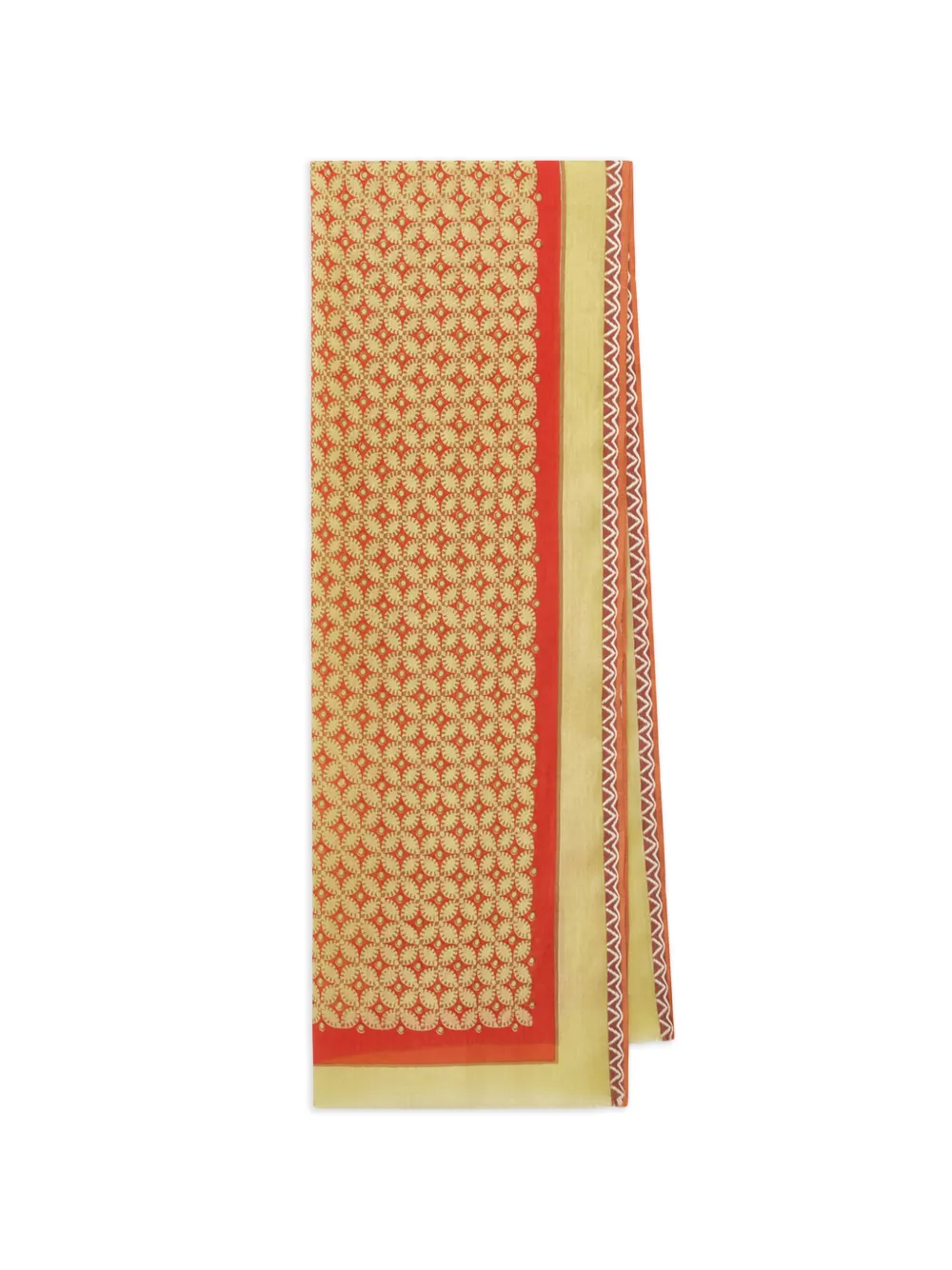 MALIPARMI Sciarpa con motivo geometrico e frange - Rosso