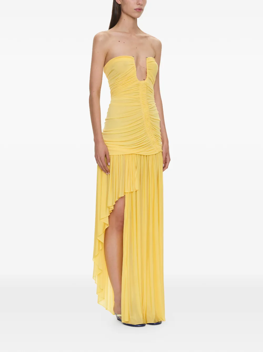 Christopher Esber Orion maxi-dress met ruches Geel