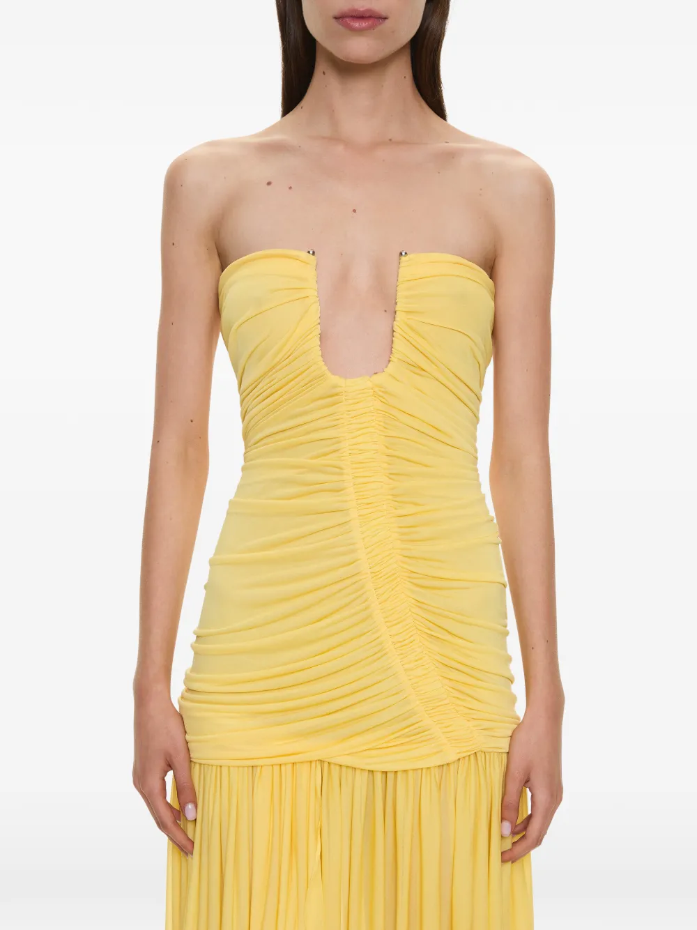 Christopher Esber Orion maxi-dress met ruches Geel