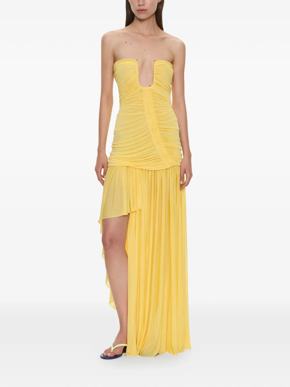 Christopher Esber Orion maxi-dress met ruches Geel