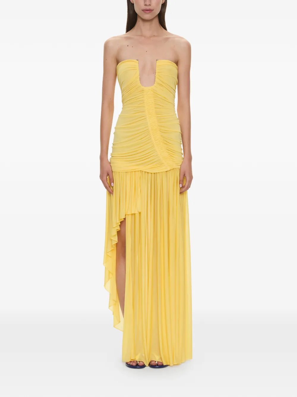 Christopher Esber Arced Orion strapless ruched asymmetric dress - Giallo