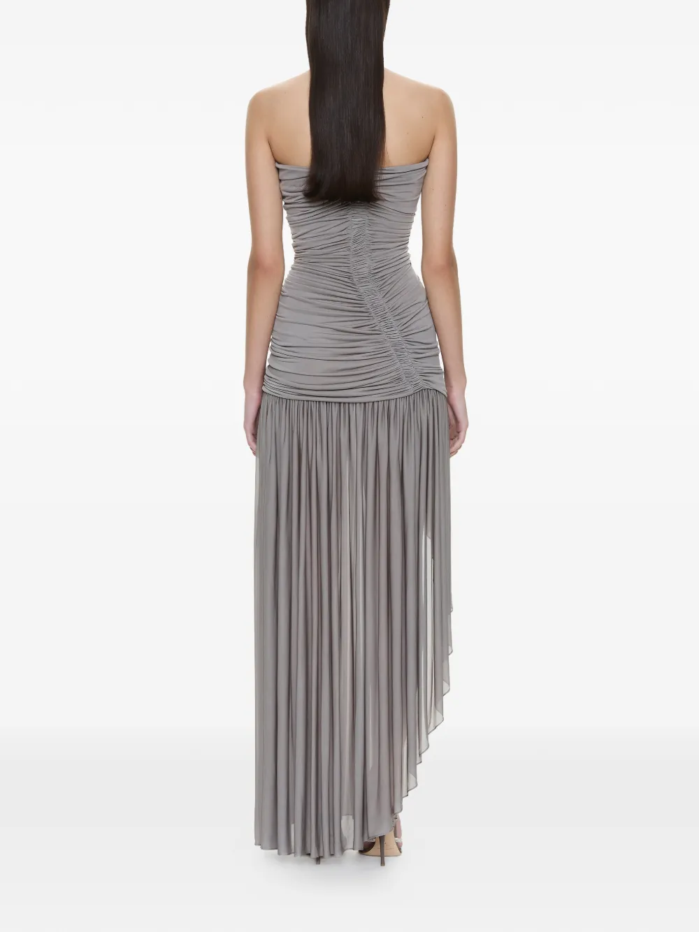 Christopher Esber Arced Orion strapless asymmetrische jurk met ruches Grijs