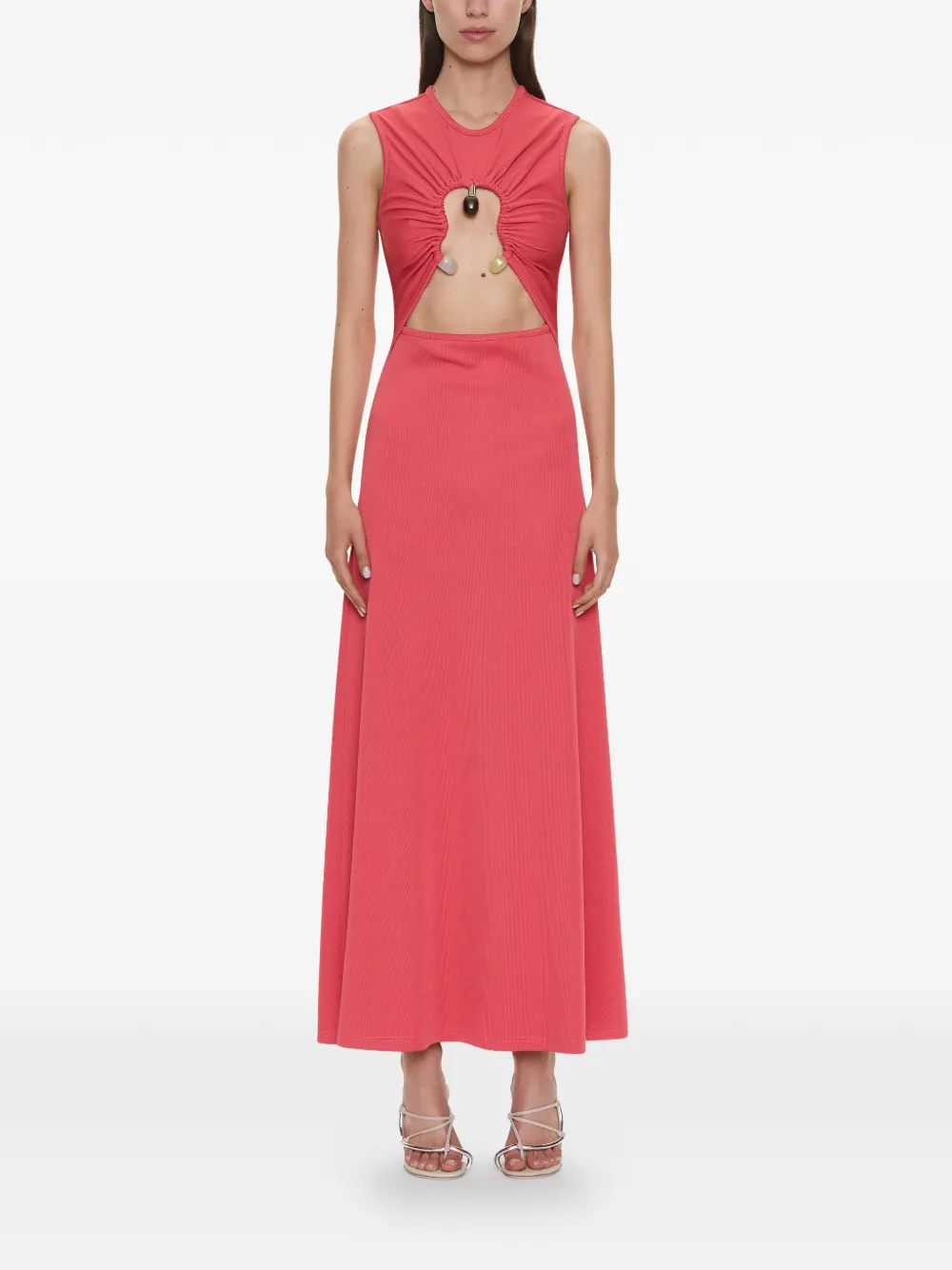 Christopher Esber Hiero Crystal Disconnect Tank Midi Dress In Pink