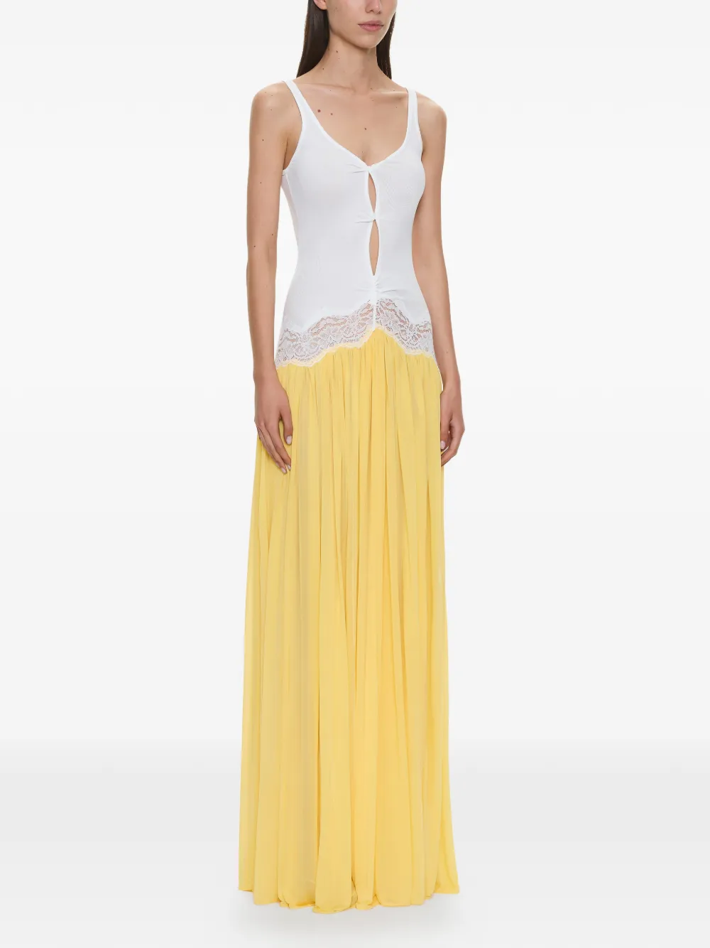 Christopher Esber Verner maxi-dress met kanten afwerking en uitgesneden details Geel