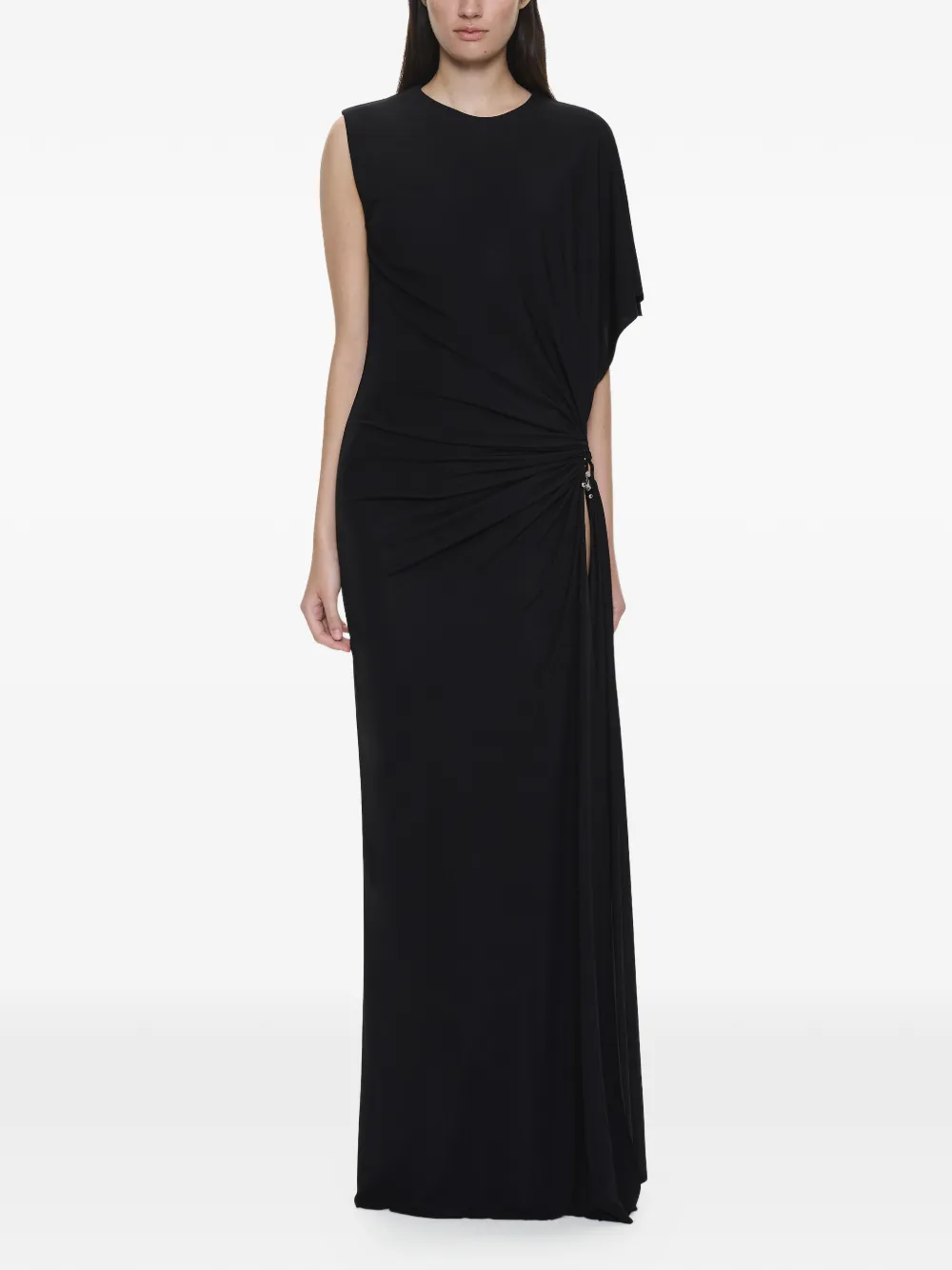 Christopher Esber Bezel Quartz Draped Tank Maxi Dress In Black