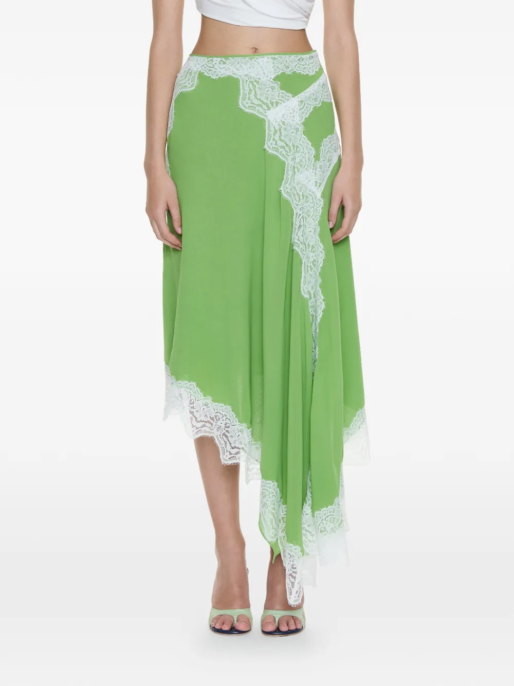 Christopher Esber Verve lace-detail asymmetric skirt - Verde