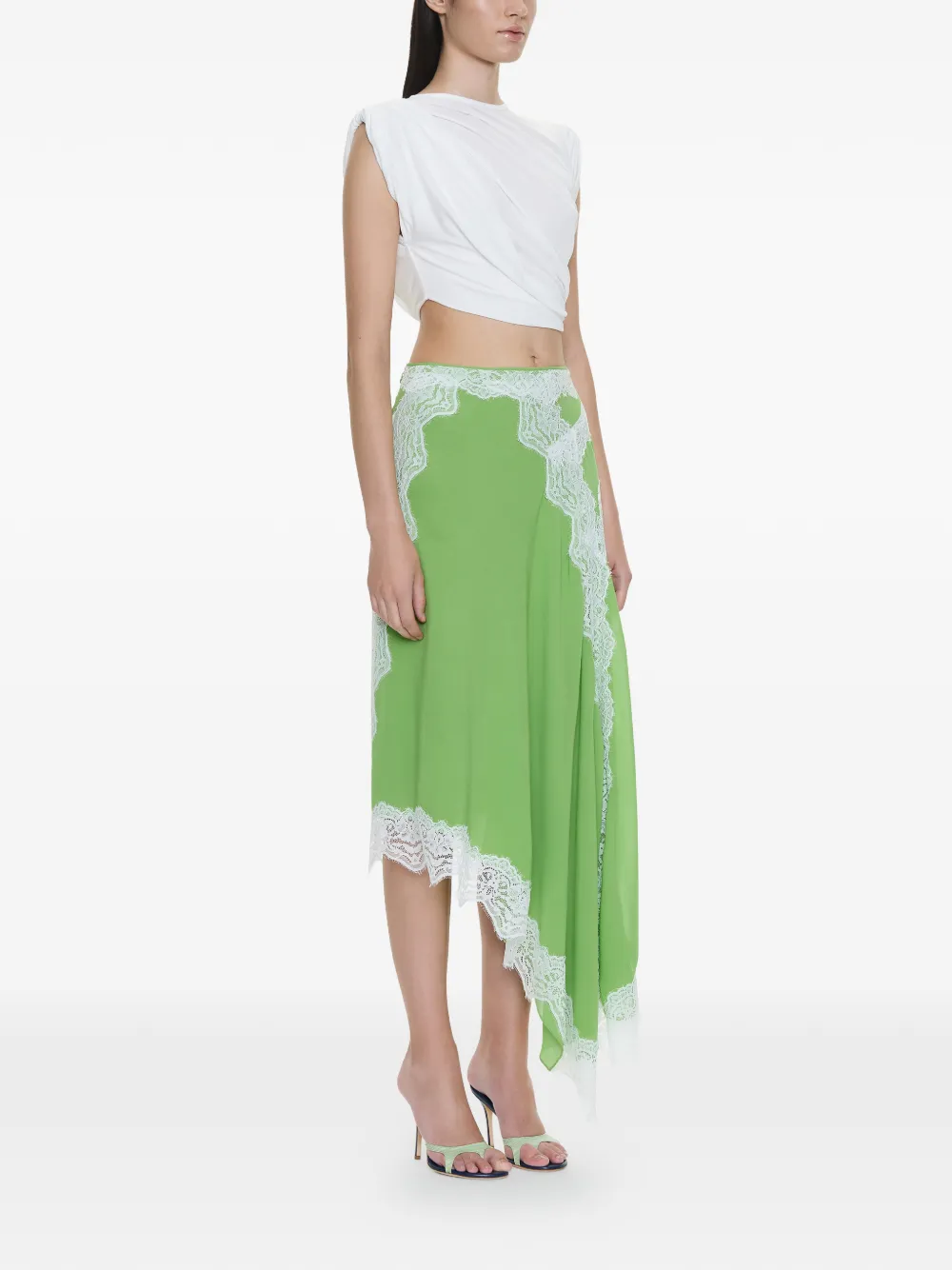 Christopher Esber Verve asymmetrische rok met kant Groen