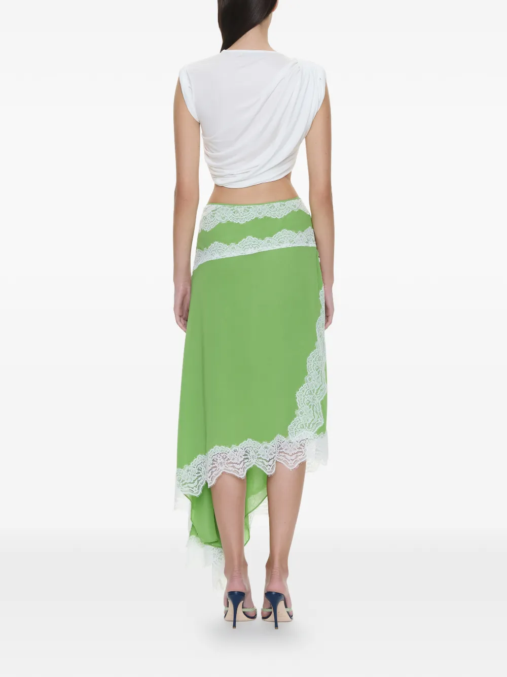 Christopher Esber Verve asymmetrische rok met kant Groen