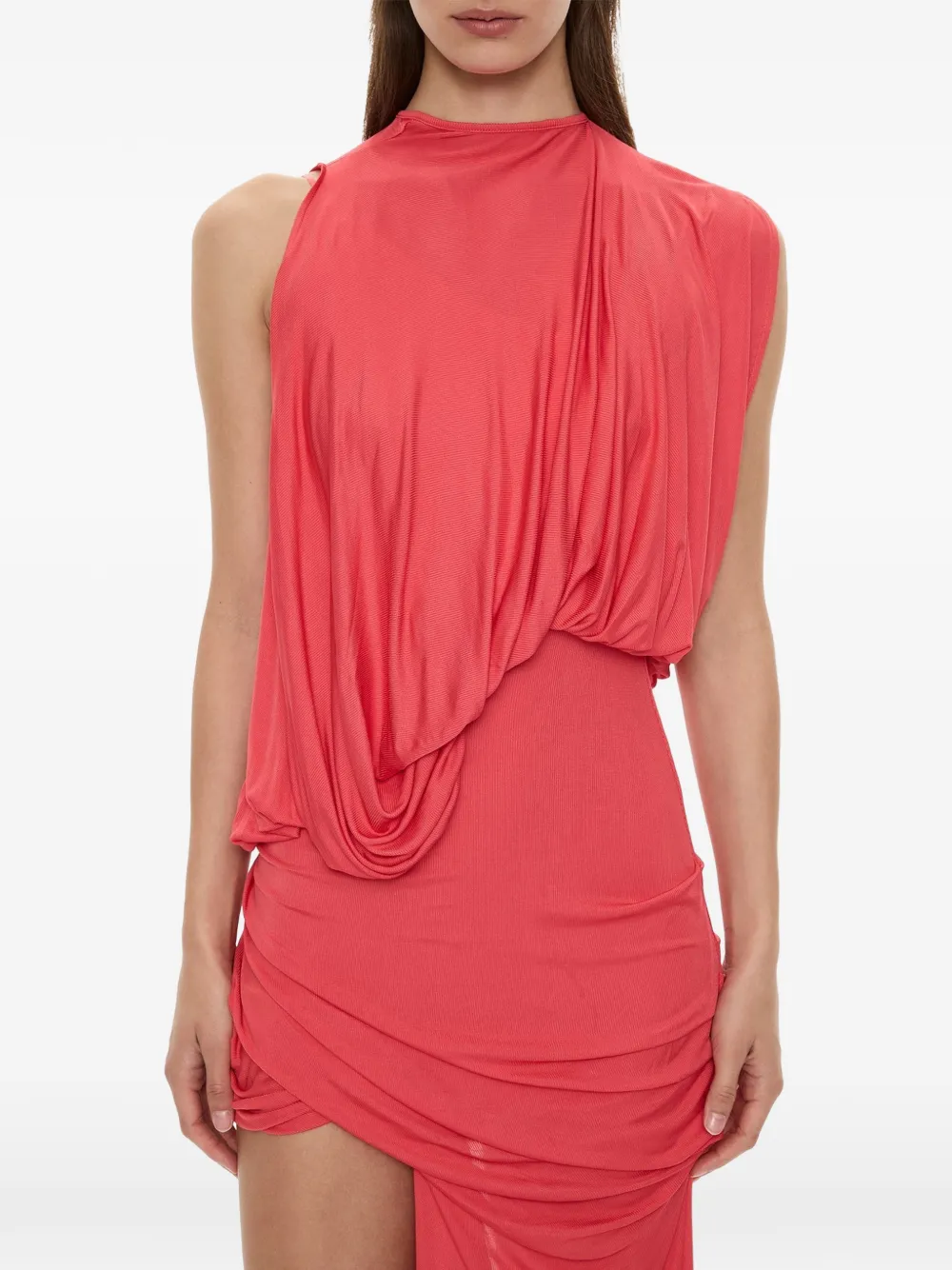 Christopher Esber Cumulus draped asymmetric mini dress - Rouge Christopher Esber Cumulus draped asymmetric mini dress - Rouge