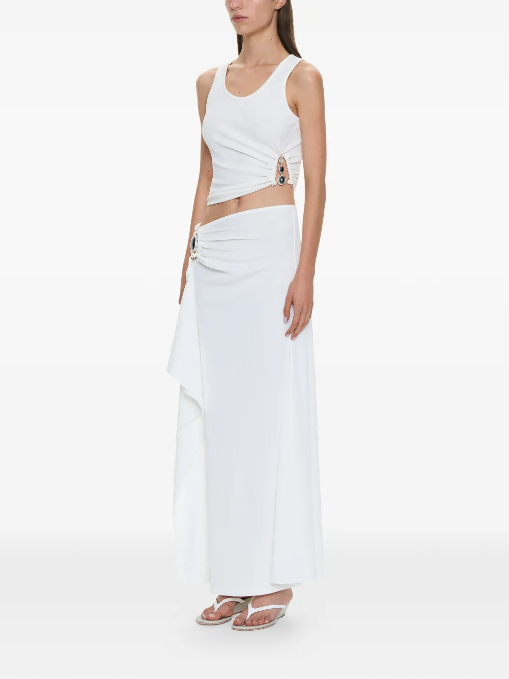 Christopher Esber Droplet Crystal tanktop met ruches Wit