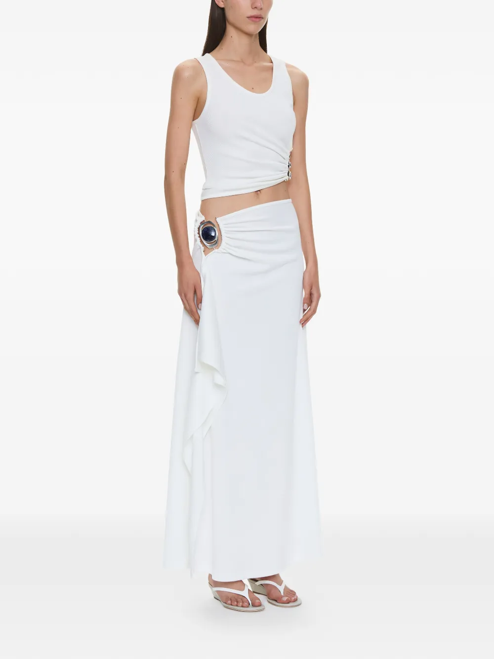 Christopher Esber Droplet Crystal tanktop met ruches Wit