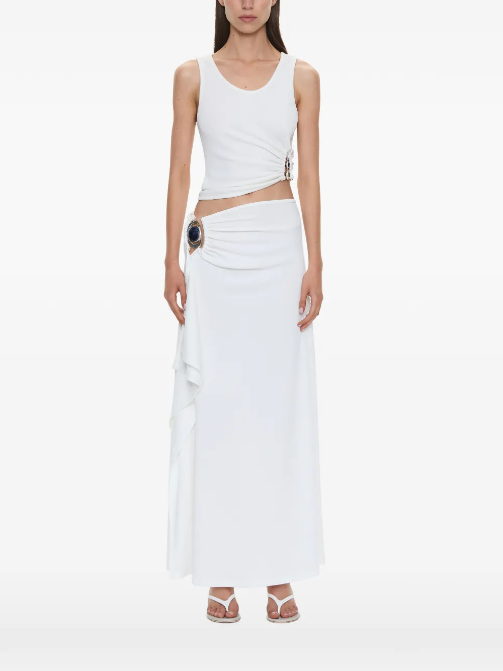 Christopher Esber Droplet Crystal ruched tank top - Bianco