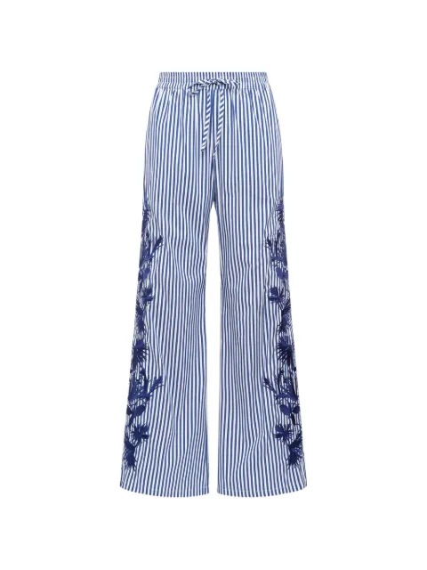 MALIPARMI pantalones con rayas bordadas
