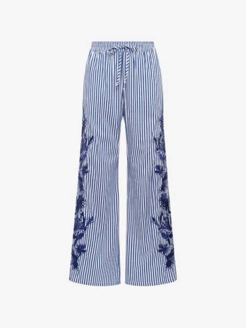MALIPARMI pantalones con rayas bordadas