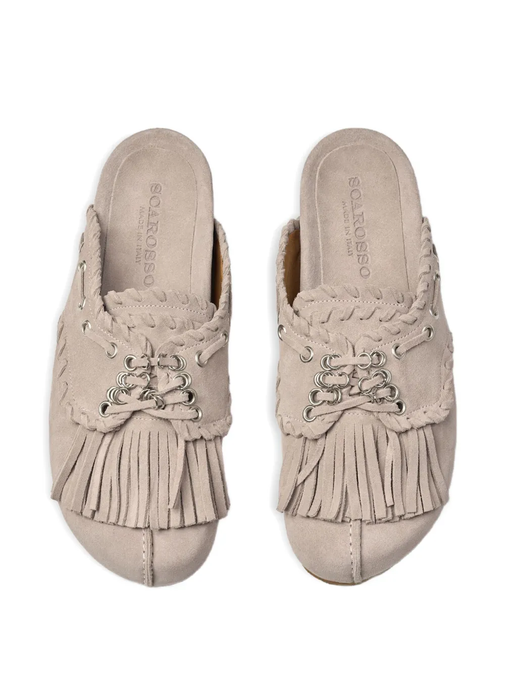 Scarosso Flora muiltjes met franje Beige