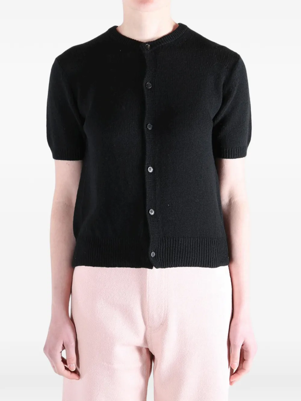 Auralee Vest met korte mouwen en knopen Zwart