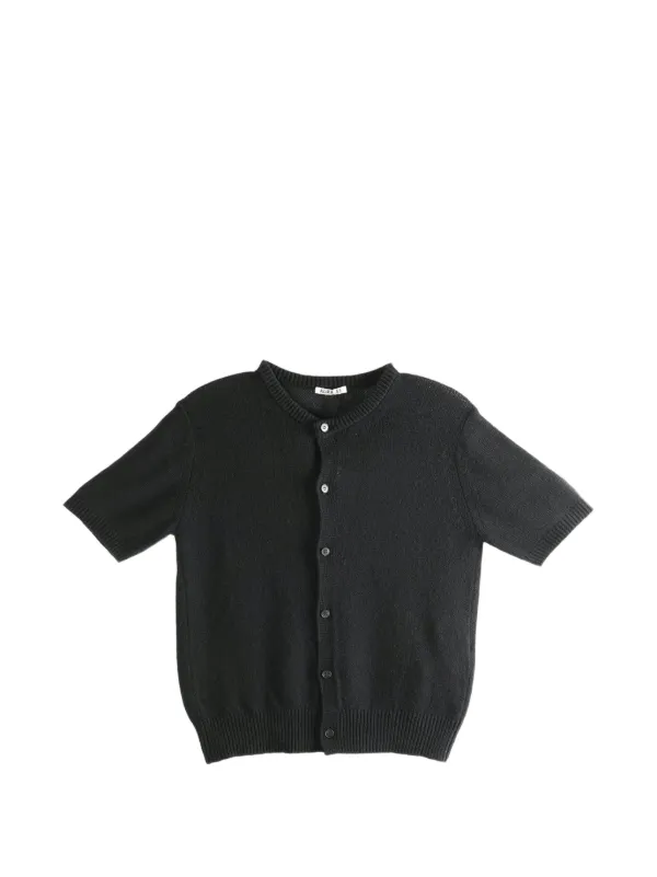 Auralee Short-sleeve Buttoned Cardigan in Black