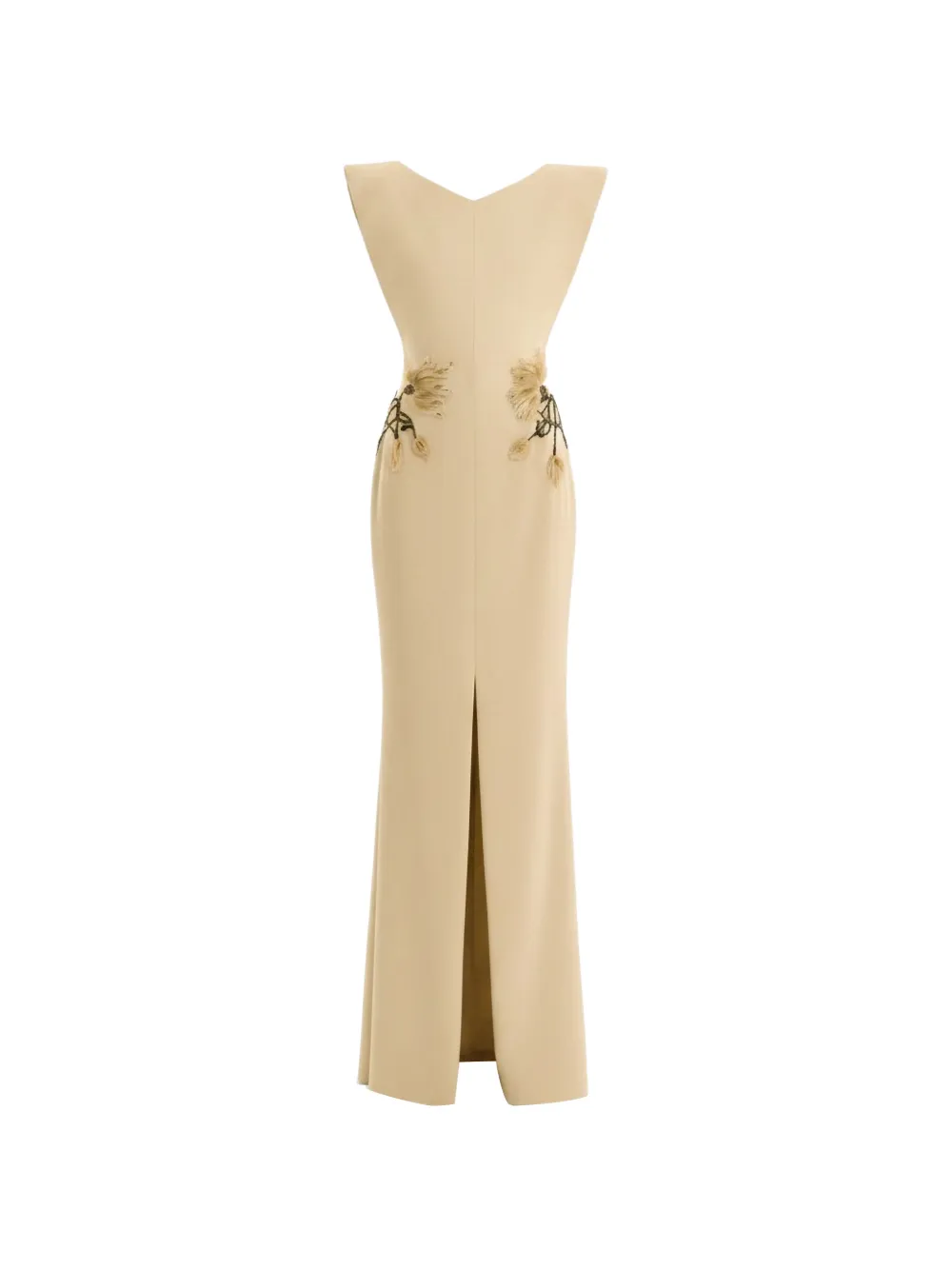 Gemy Maalouf embroidered structured-neckline dress - Neutrals