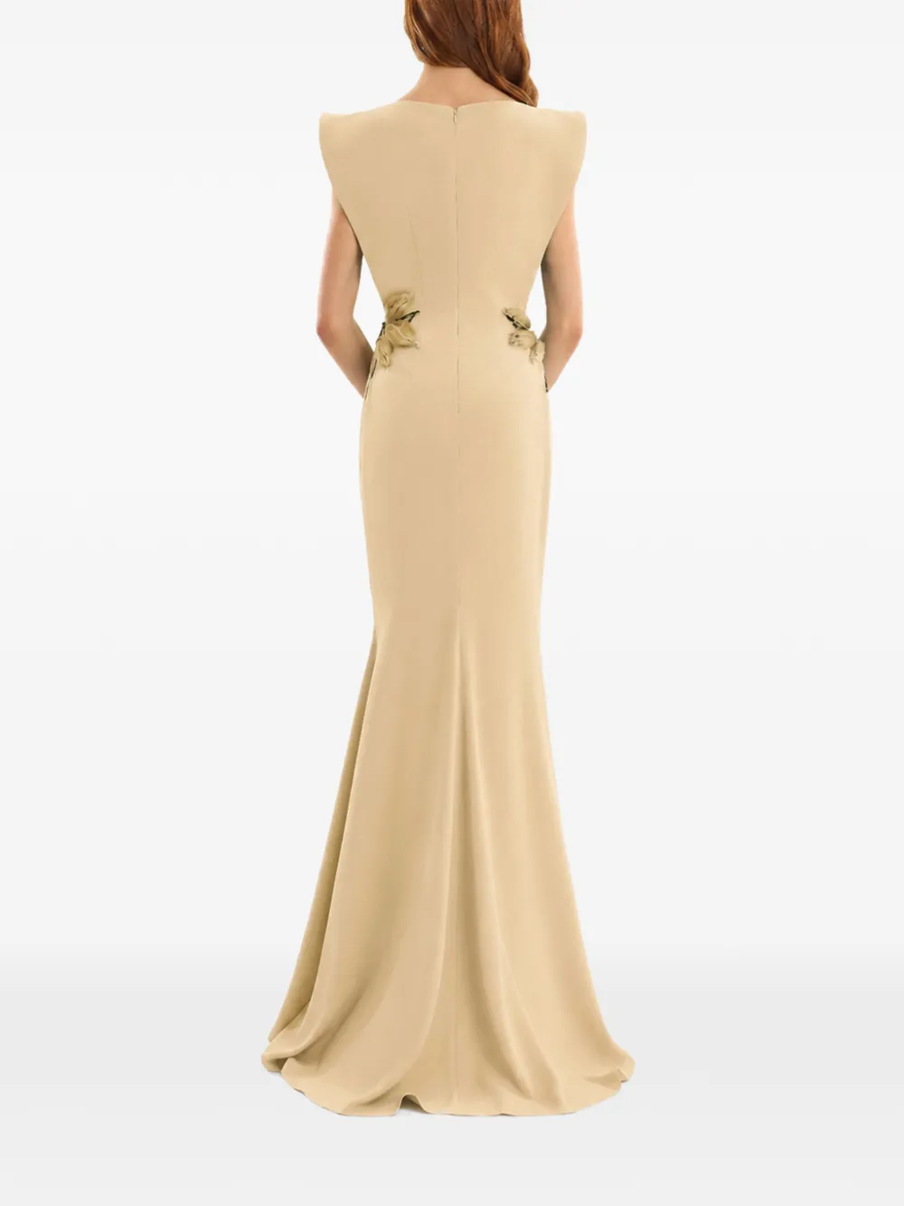 Gemy Maalouf Jurk met geborduurde hals Beige