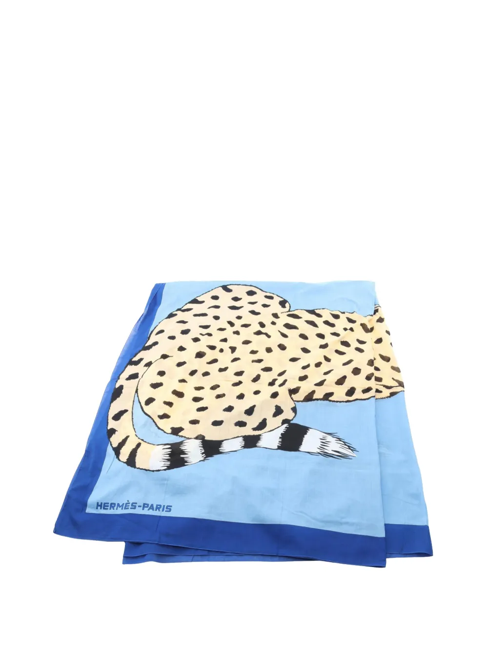 Hermès Pre-Owned 2000-2025 Pareo Stall Leopard Printed Cotton Scarf scarves - Blu