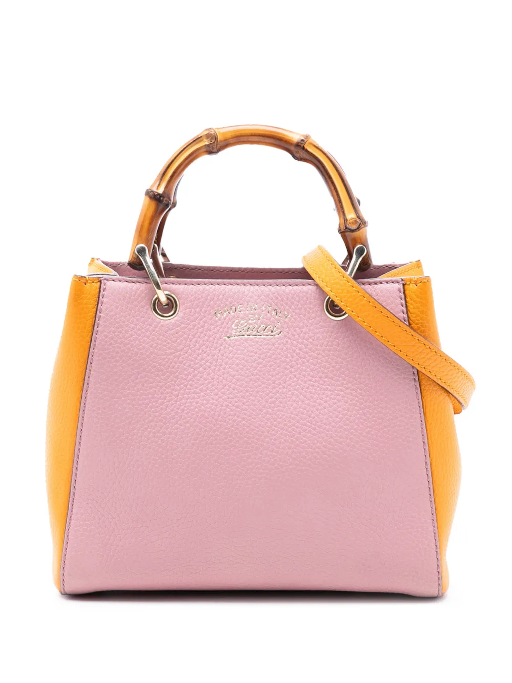 Gucci Pre-Owned 2016-2025 Mini Bicolor Calfskin Bamboo Shopper satchel - Arancione