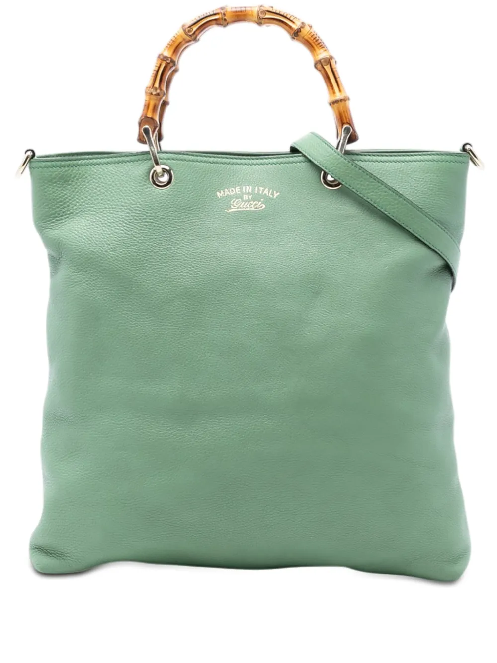 Gucci Pre-Owned 2016-2025 Tall Leather Bamboo Shopper Tote satchel - Verde