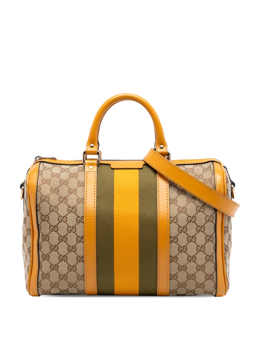 Gucci Pre-Owned 2016-2025 Medium GG Canvas Web Joy Boston Bag satchel - Giallo