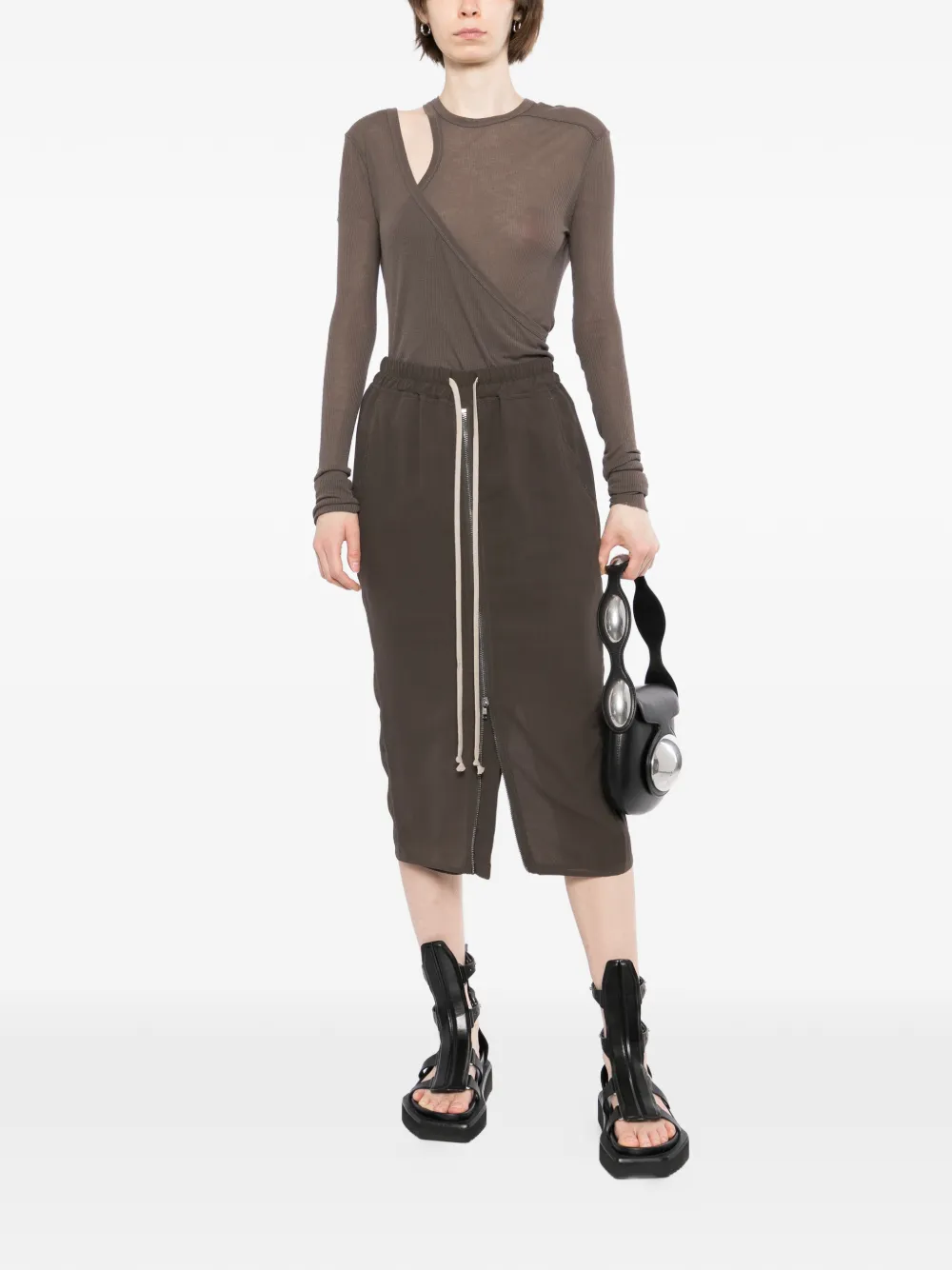 Rick Owens Pillar midi-rok Bruin