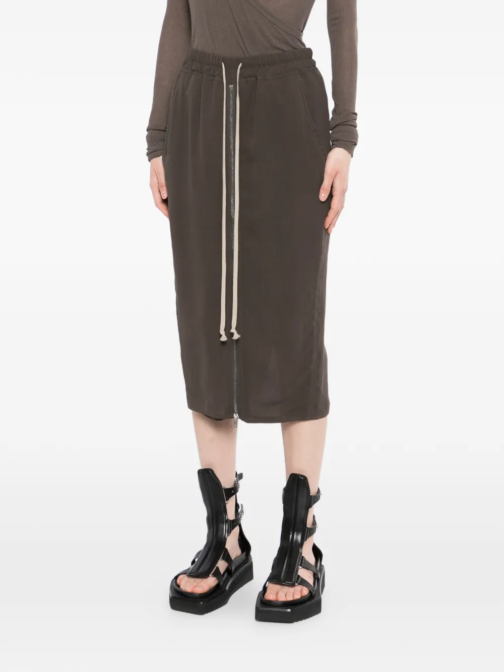 Rick Owens Pillar midi-rok Bruin